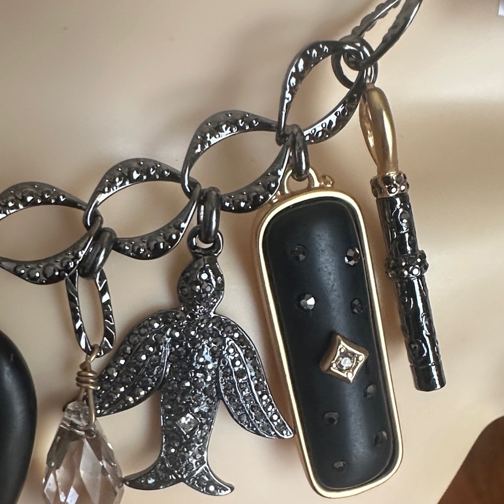 Chico's Black and Gold Heart Charm Pendant Necklace - Picture 5 of 11